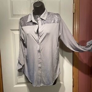 Gray Sequin Blouse
